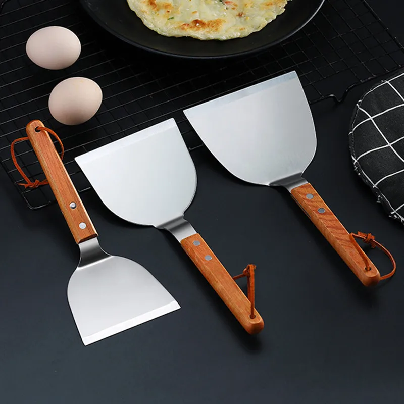Okonomiyaki Spatula - 스테인레스 스틸 나무 손잡이 철판 삽,