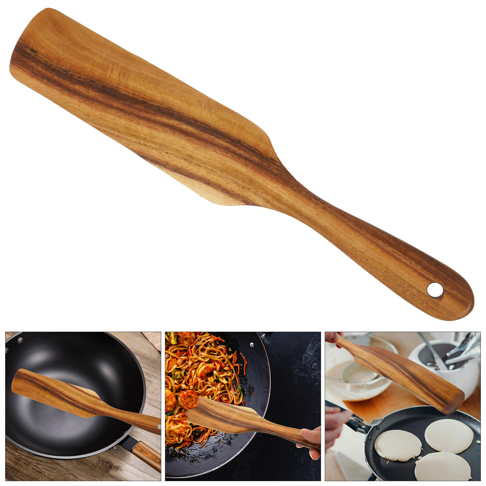 Okonomiyaki Spatula - 주방 요리용 주걱 긴 손잡이 나무