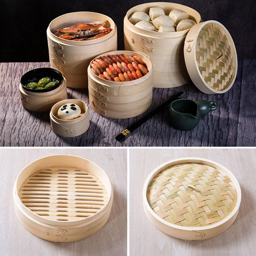 Bao Steamer Bamboo - 중국 스티머 대나무 스티머, 뚜껑이 달린