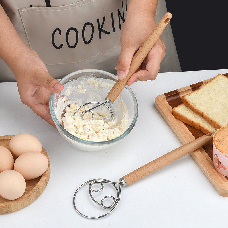 Danish Pancake Pan - 10인치 스테인리스 스틸 반죽 거품기(나무 손잡이