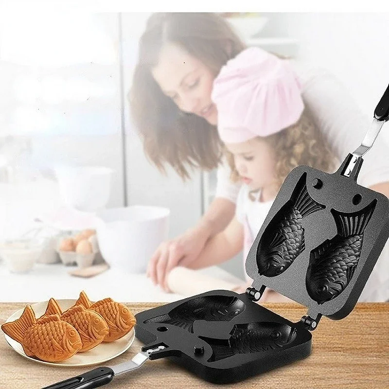 Egg Waffle Pan - 주방 일본 Taiyaki 더블 물고기 모양의