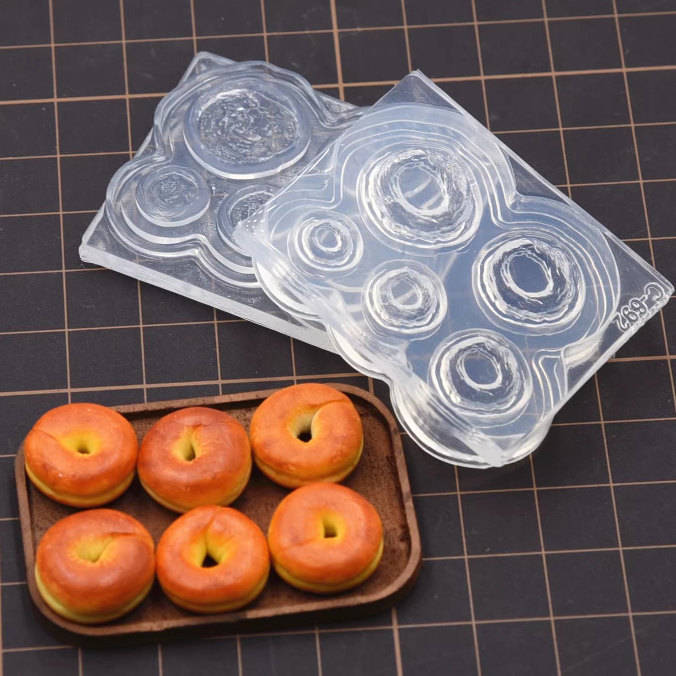 Donut Mold Silicone - 폴리머 클레이 미니 3D 베이글 빵