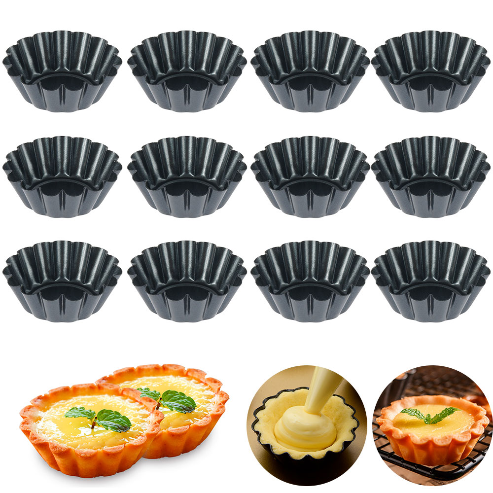 12Pcs 팬 금형 타트 Quiche 플랜 케이크 비  - Egg Waffle Pan 리뷰 및 가격