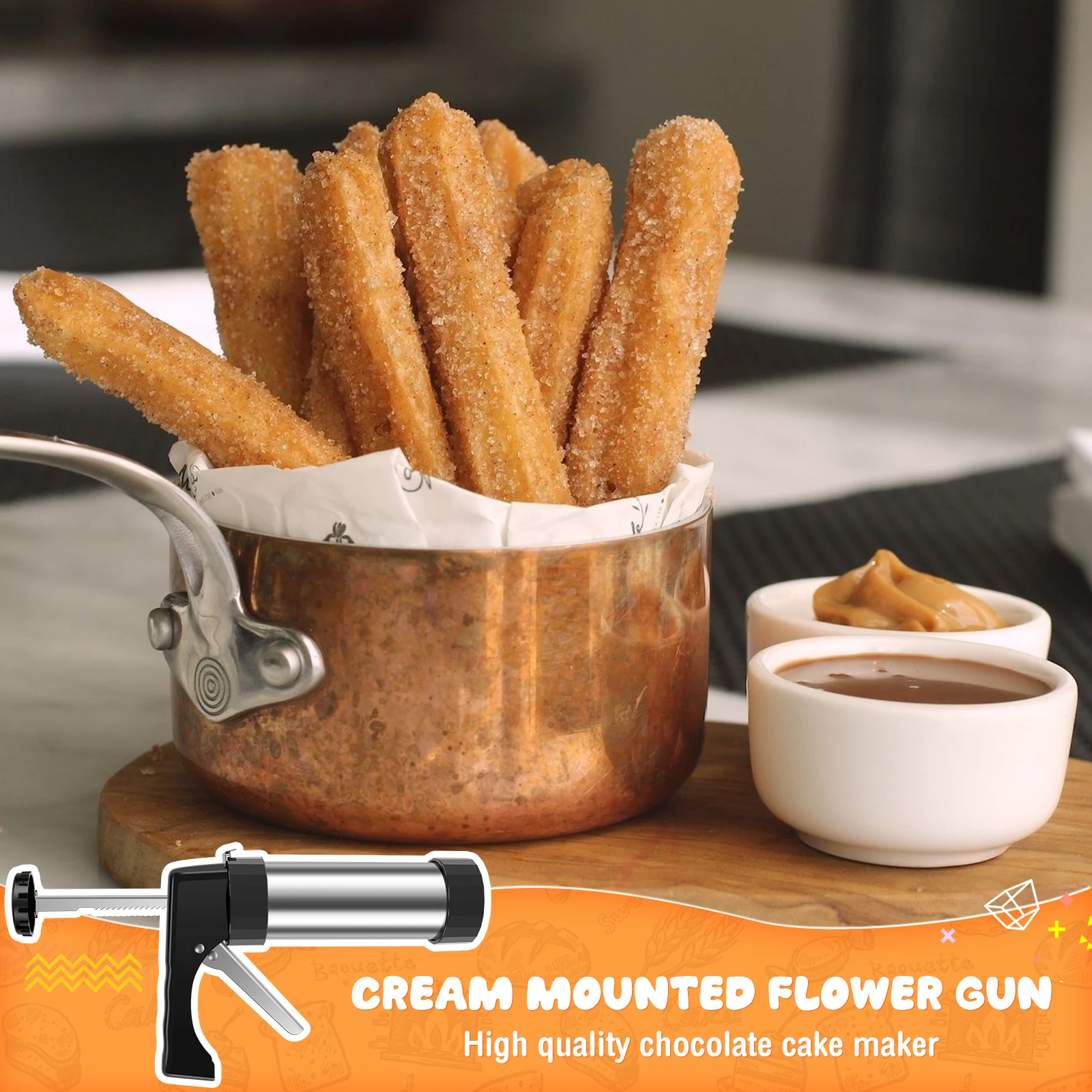 Churro 메이커 기계 스테인레스 스틸 Churro  - Churros Maker Gun 리뷰 및 가격